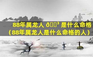 88年属龙人 🐳 是什么命格（88年属龙人是什么命格的人）